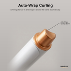 Auto-wrap curling barrel close up