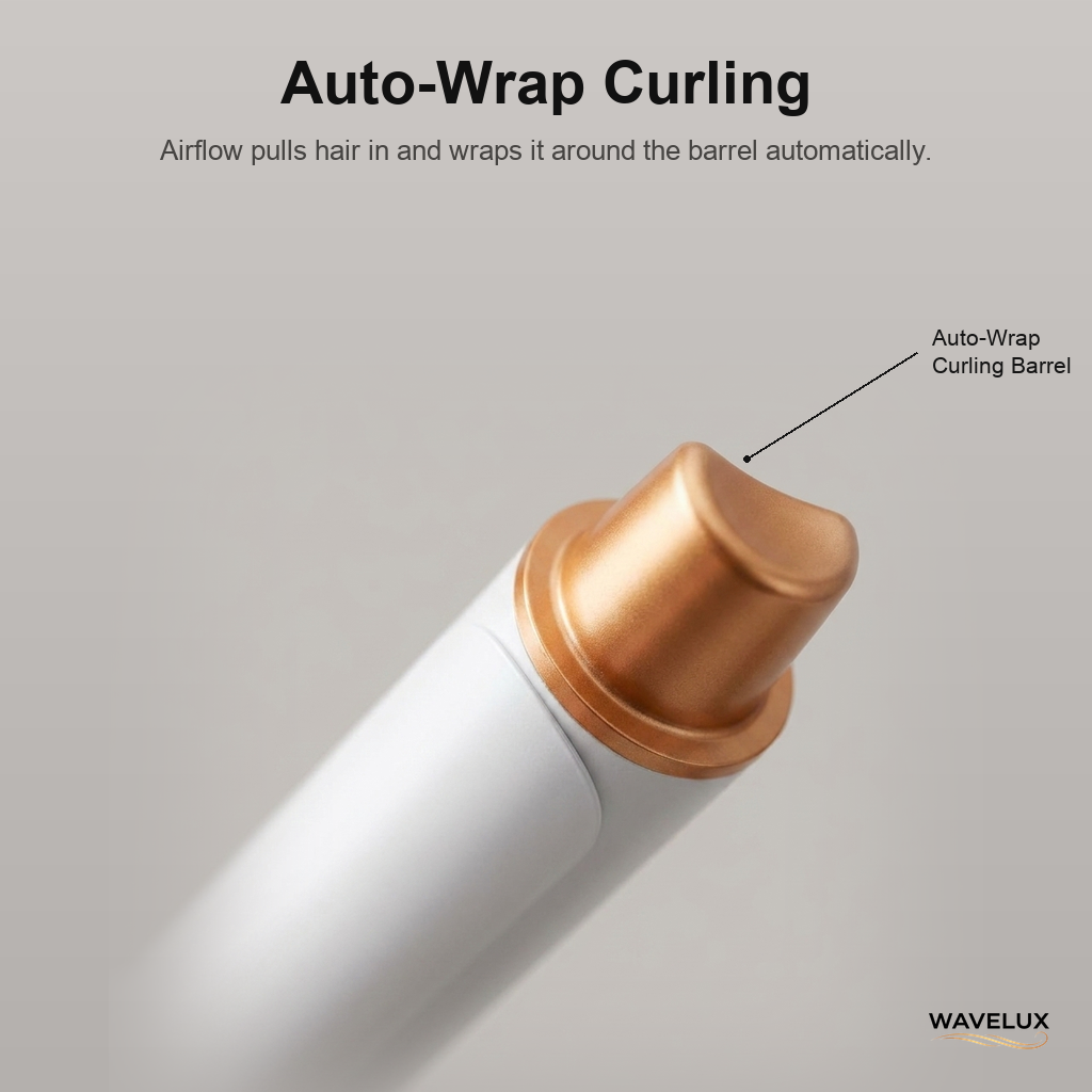 Auto-wrap curling barrel close up