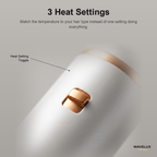 3 heat settings toggle close up